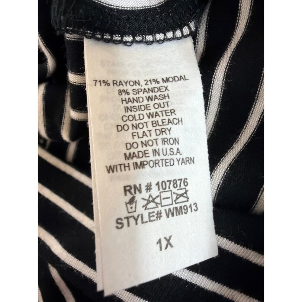NWT Comfy USA Black White Striped Wide Leg Lounge Pants Size 1X Made in USA - Picture 7 of 8